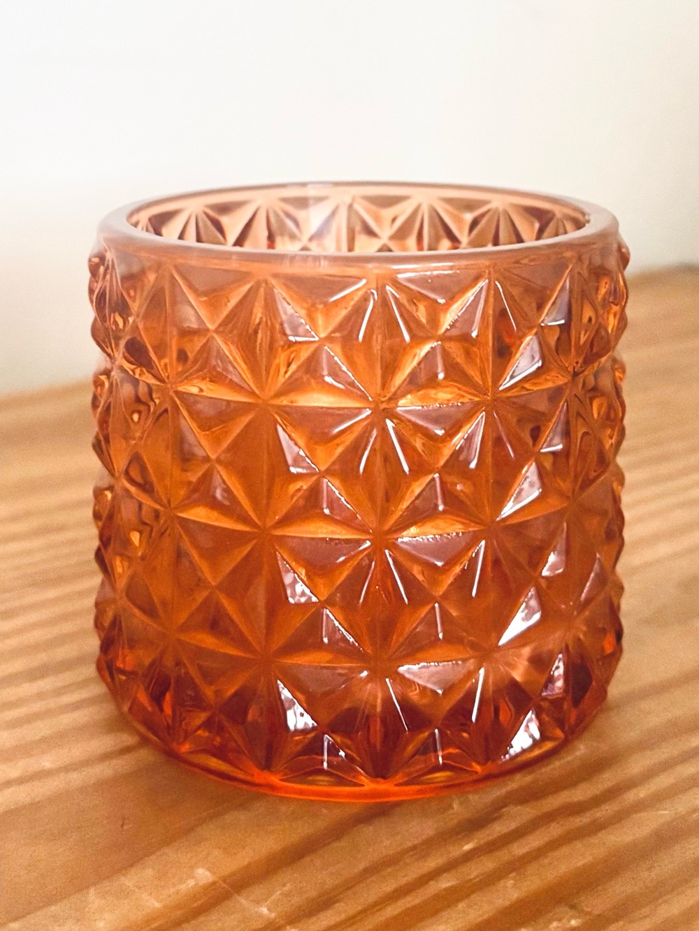 💥 Orange Textured Glass Votive Candle Holder